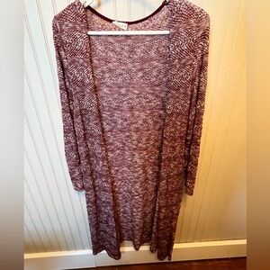 Maroon Patterned Long Sleeve Cardigan / Duster